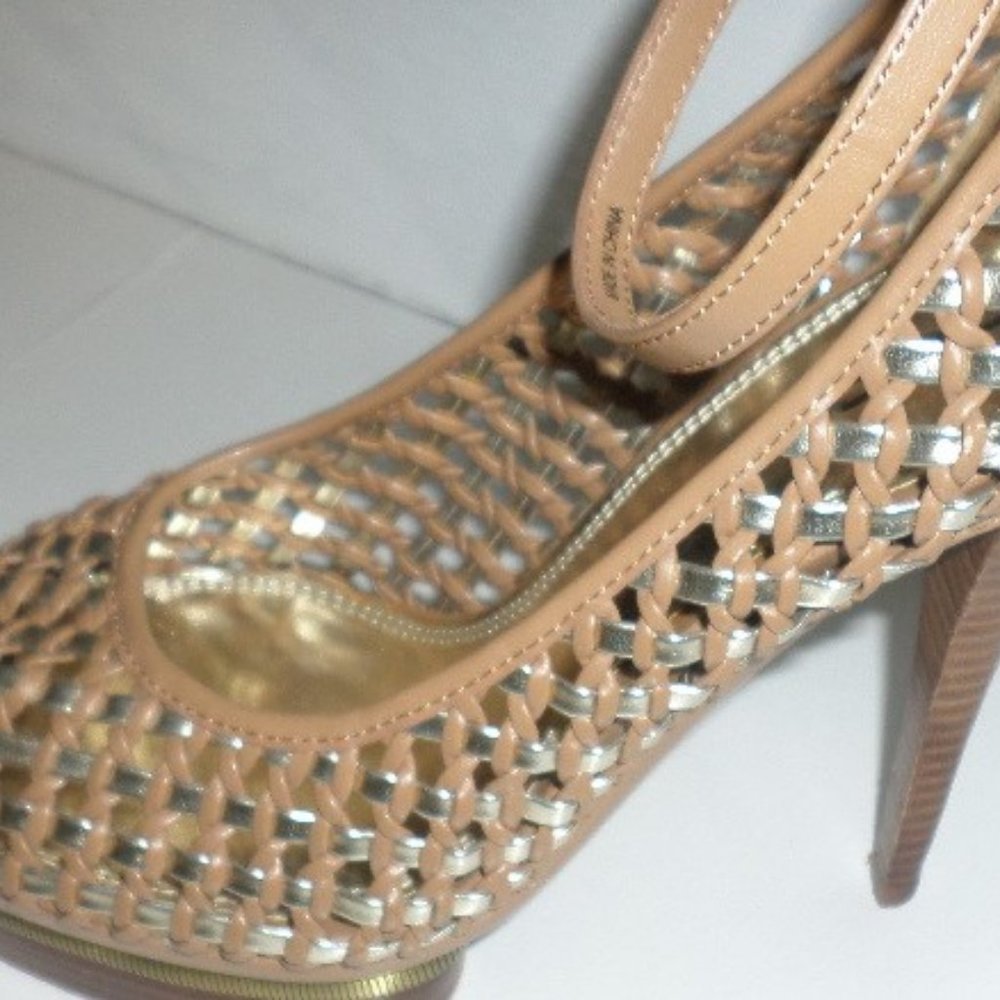 BEBE PLATFORM STILETTOS PEEP TOE